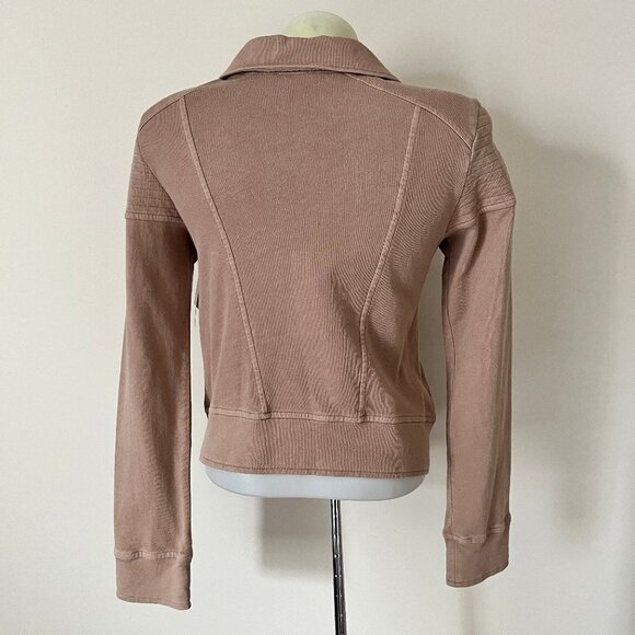 NWT BP Washed Cotton  Soft Moto Jacket Full Zip Coat Camel Tan Neutral Sz XS - Picture 4 of 14